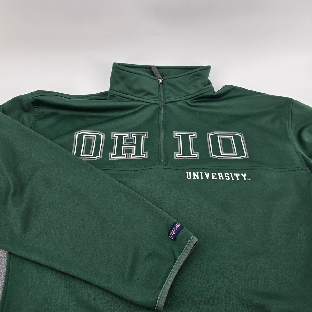 Jansport Ohio University‎ Bobcats Pullover Mens 1/4 Zip Fleece Lined Green XL